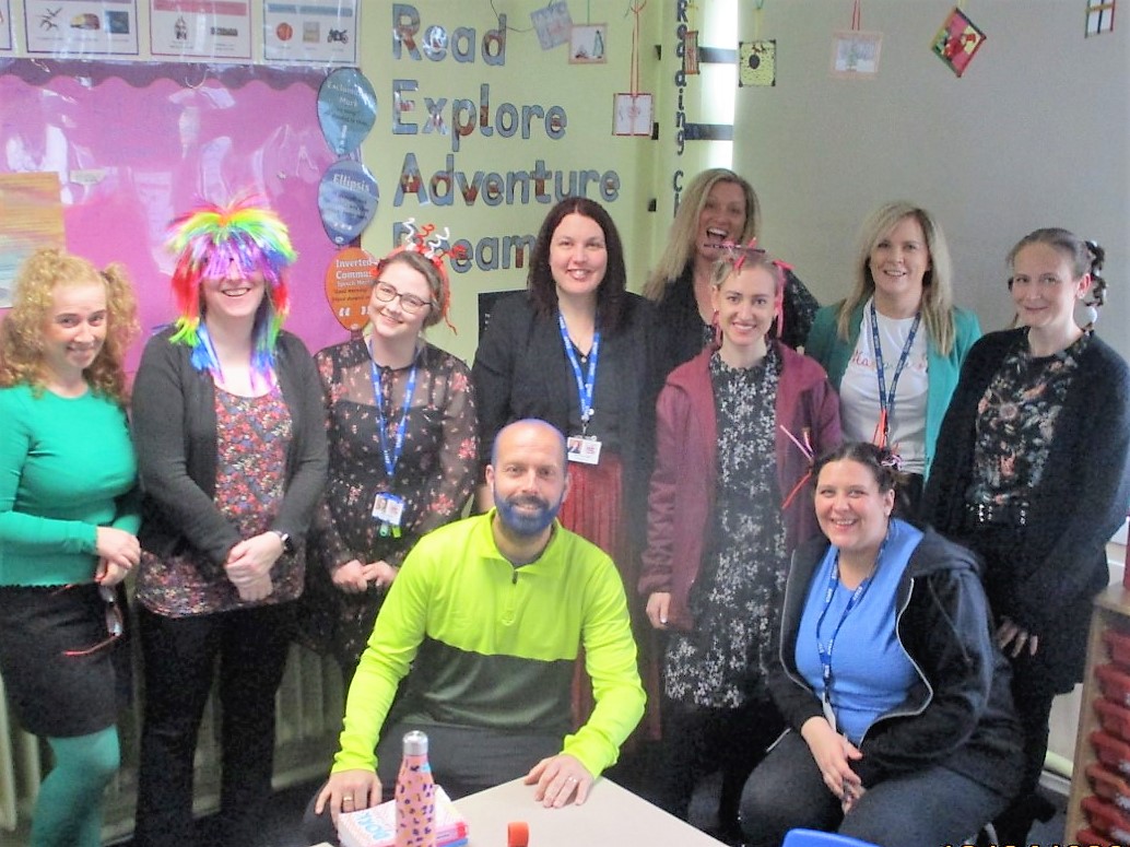 Staff at Holt Farm Junior School supporting Mad Hair Day